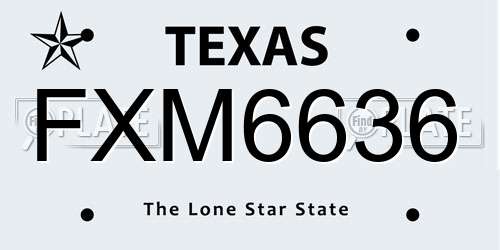 FXM6636 Texas License Plate