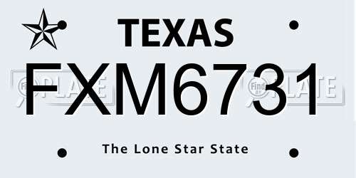 FXM6731 Texas License Plate