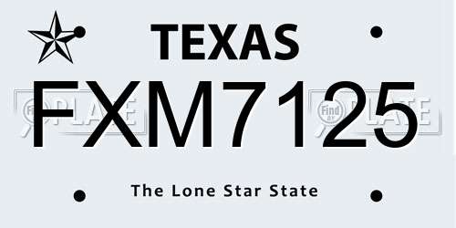 FXM7125 Texas License Plate