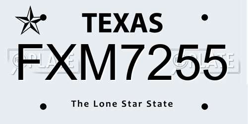 FXM7255 Texas License Plate