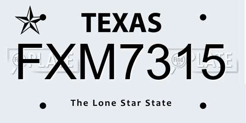 FXM7315 Texas License Plate