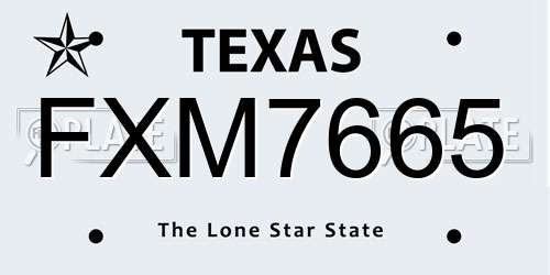 FXM7665 Texas License Plate