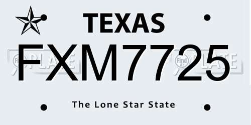 FXM7725 Texas License Plate