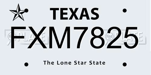 FXM7825 Texas License Plate