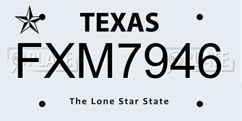 FXM7946 Texas License Plate