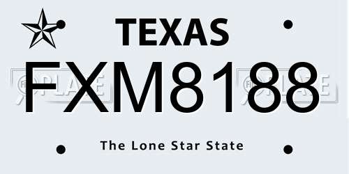 FXM8188 Texas License Plate