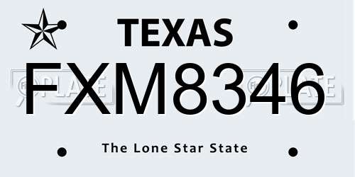 FXM8346 Texas License Plate
