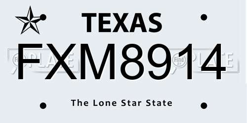 FXM8914 Texas License Plate