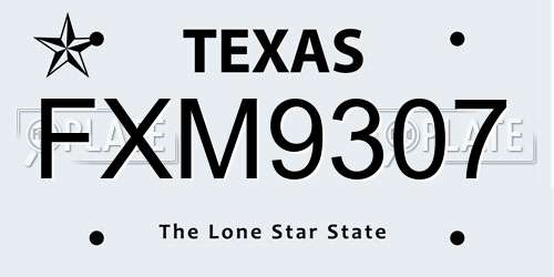 FXM9307 Texas License Plate