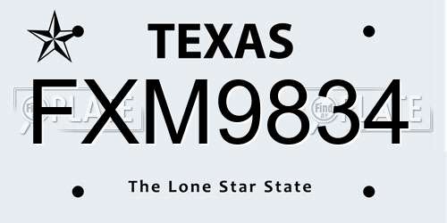 FXM9834 Texas License Plate
