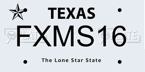 FXMS16 Texas License Plate