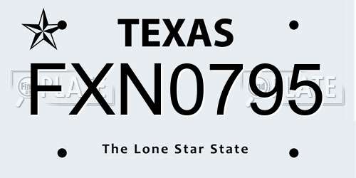 FXN0795 Texas License Plate