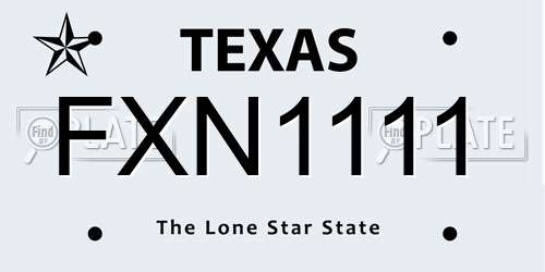 FXN1111 Texas License Plate