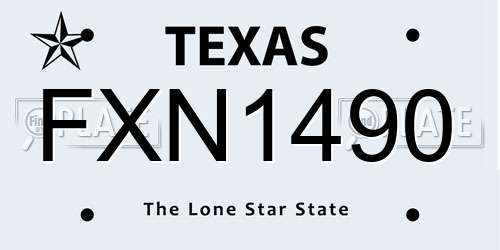 FXN1490 Texas License Plate
