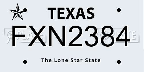FXN2384 Texas License Plate