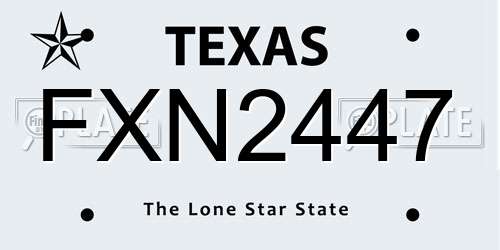FXN2447 Texas License Plate
