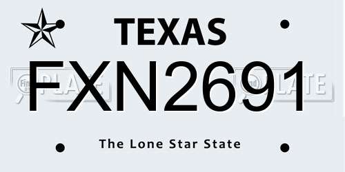 FXN2691 Texas License Plate
