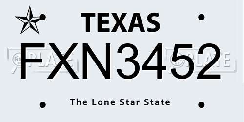 FXN3452 Texas License Plate