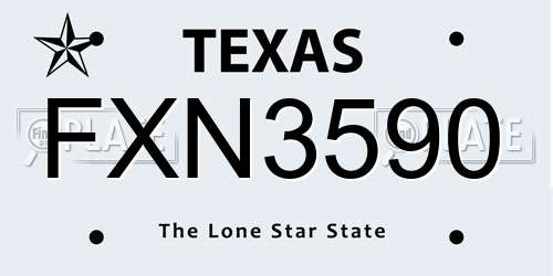 FXN3590 Texas License Plate