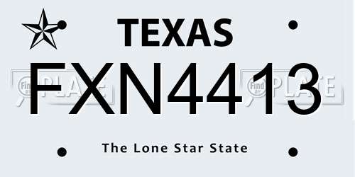 FXN4413 Texas License Plate