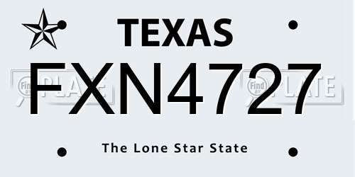 FXN4727 Texas License Plate
