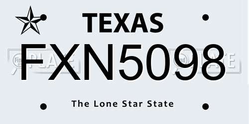 FXN5098 Texas License Plate