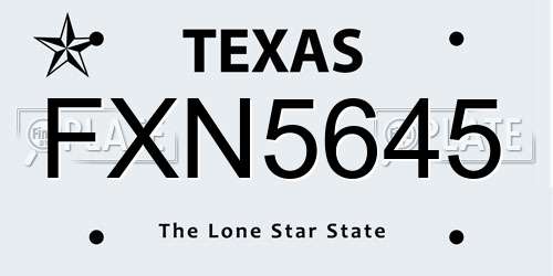 FXN5645 Texas License Plate