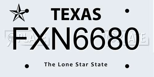 FXN6680 Texas License Plate