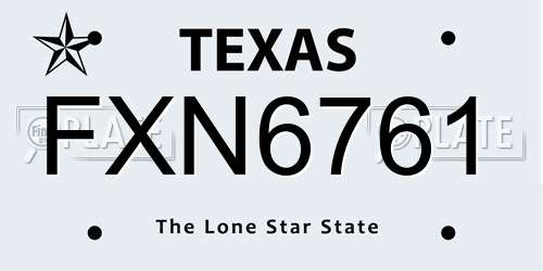 FXN6761 Texas License Plate