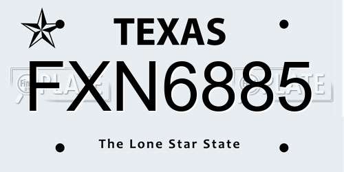 FXN6885 Texas License Plate