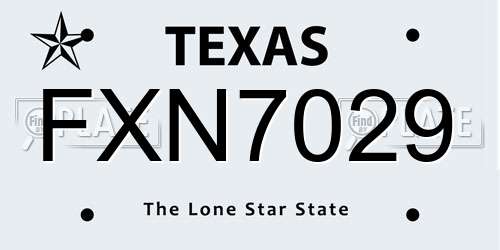FXN7029 Texas License Plate