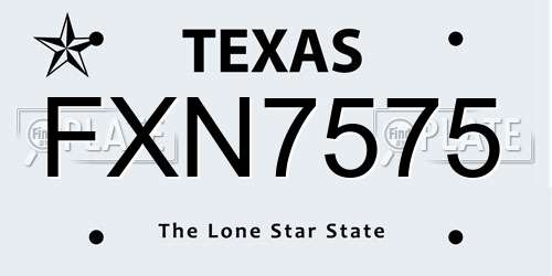 FXN7575 Texas License Plate