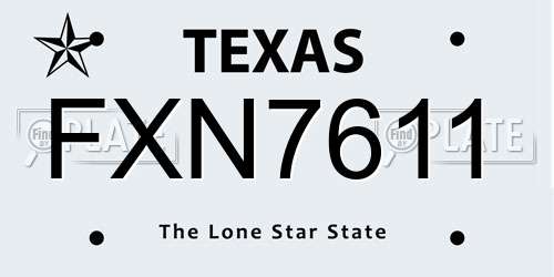 FXN7611 Texas License Plate