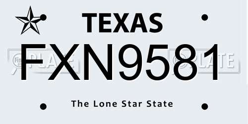 FXN9581 Texas License Plate