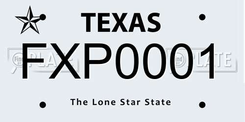 FXP0001 Texas License Plate