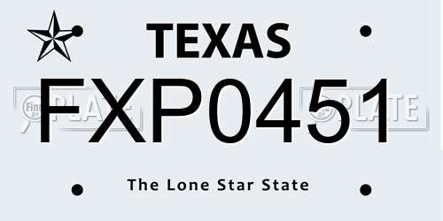 FXP0451 Texas License Plate