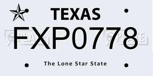FXP0778 Texas License Plate