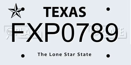 FXP0789 Texas License Plate