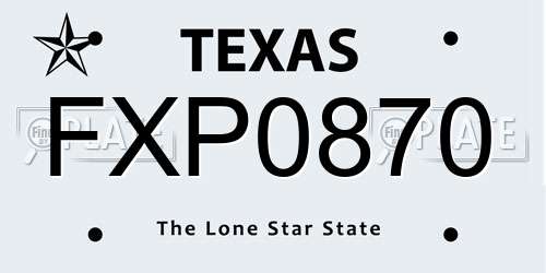 FXP0870 Texas License Plate