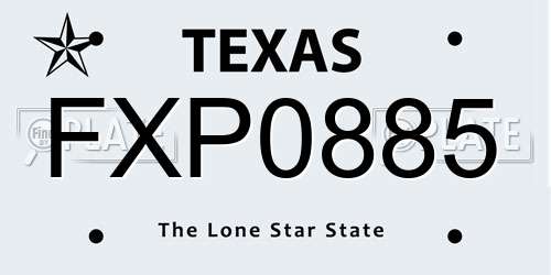 FXP0885 Texas License Plate