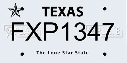 FXP1347 Texas License Plate