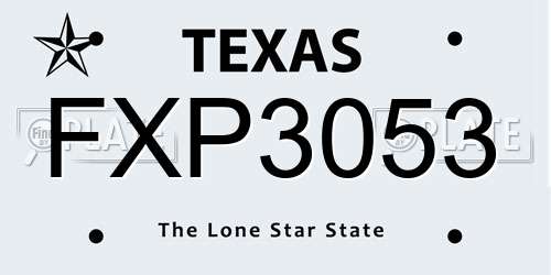 FXP3053 Texas License Plate