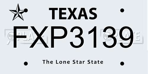 FXP3139 Texas License Plate