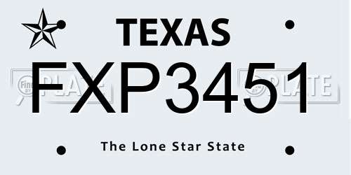 FXP3451 Texas License Plate