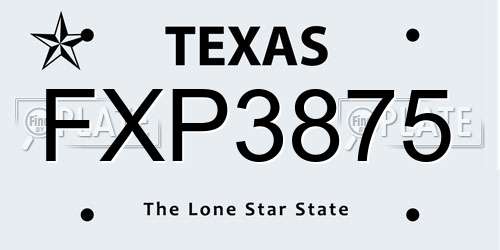FXP3875 Texas License Plate