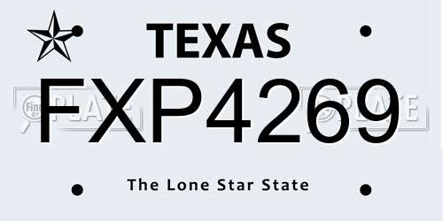 FXP4269 Texas License Plate