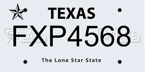 FXP4568 Texas License Plate