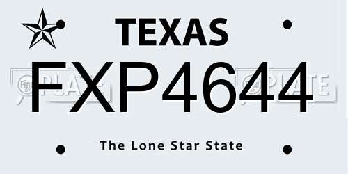 FXP4644 Texas License Plate