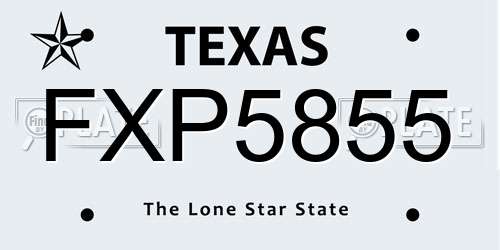 FXP5855 Texas License Plate