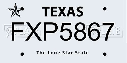 FXP5867 Texas License Plate